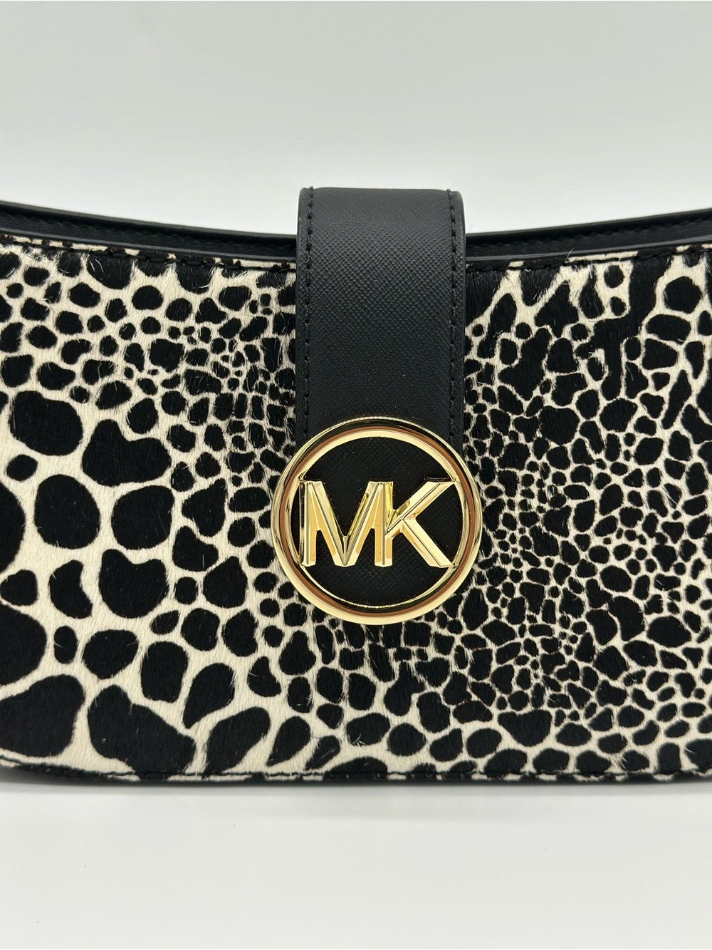 Michael Kors Black & White Animal-Print Chain Crossbody - Picture 2 of 8